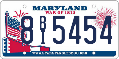 MD license plate 8BI5454