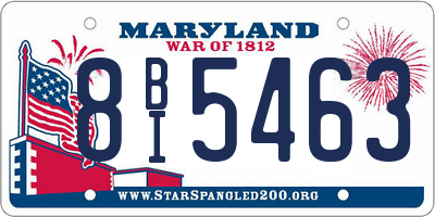MD license plate 8BI5463