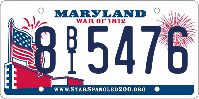 MD license plate 8BI5476