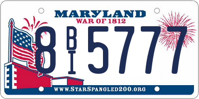 MD license plate 8BI5777