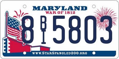 MD license plate 8BI5803