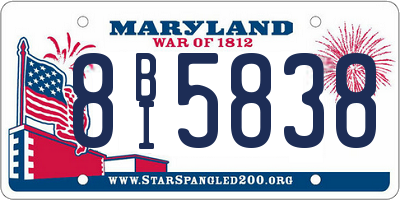 MD license plate 8BI5838