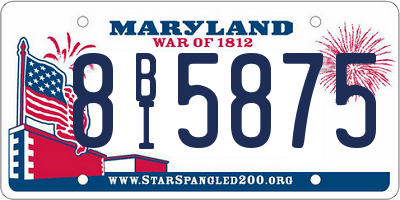 MD license plate 8BI5875