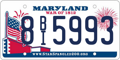 MD license plate 8BI5993