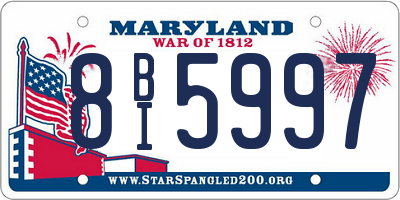 MD license plate 8BI5997