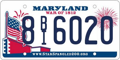 MD license plate 8BI6020