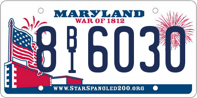 MD license plate 8BI6030