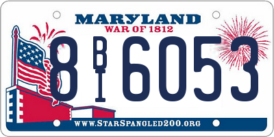 MD license plate 8BI6053