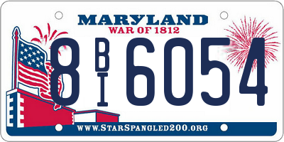 MD license plate 8BI6054