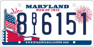 MD license plate 8BI6151
