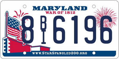 MD license plate 8BI6196