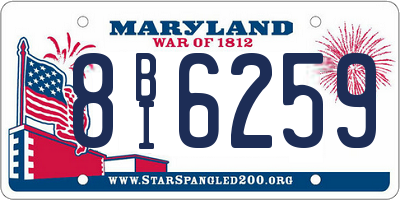 MD license plate 8BI6259
