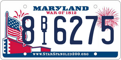 MD license plate 8BI6275