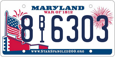 MD license plate 8BI6303