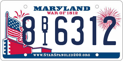 MD license plate 8BI6312