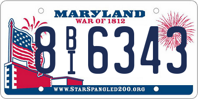 MD license plate 8BI6343