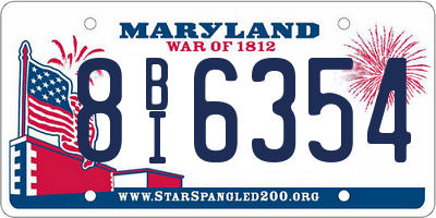 MD license plate 8BI6354