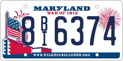MD license plate 8BI6374