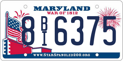 MD license plate 8BI6375