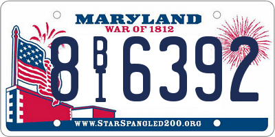 MD license plate 8BI6392