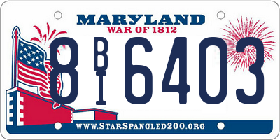 MD license plate 8BI6403