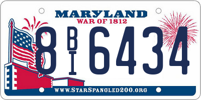 MD license plate 8BI6434
