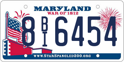 MD license plate 8BI6454