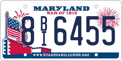 MD license plate 8BI6455