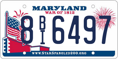 MD license plate 8BI6497
