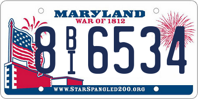 MD license plate 8BI6534
