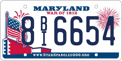 MD license plate 8BI6654