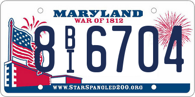 MD license plate 8BI6704