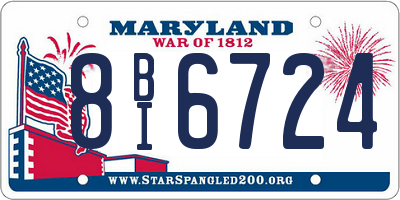 MD license plate 8BI6724