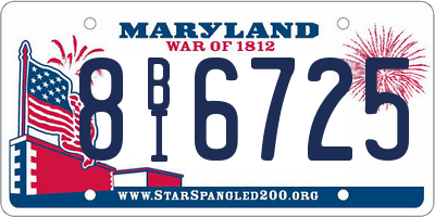 MD license plate 8BI6725