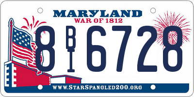 MD license plate 8BI6728