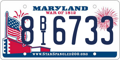 MD license plate 8BI6733