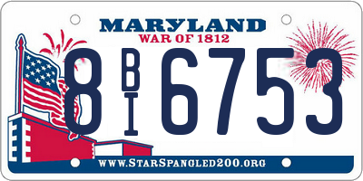 MD license plate 8BI6753