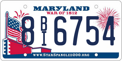 MD license plate 8BI6754