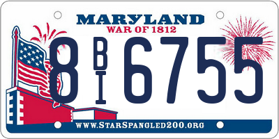 MD license plate 8BI6755