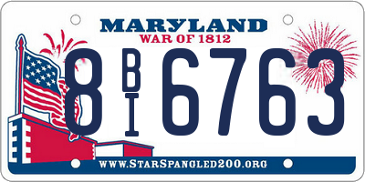 MD license plate 8BI6763