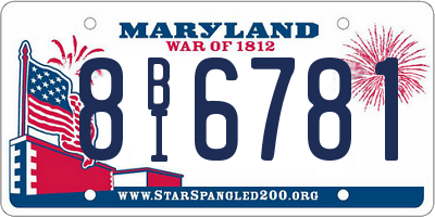 MD license plate 8BI6781