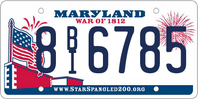 MD license plate 8BI6785