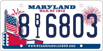MD license plate 8BI6803