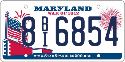 MD license plate 8BI6854