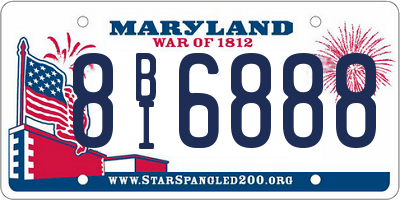 MD license plate 8BI6888