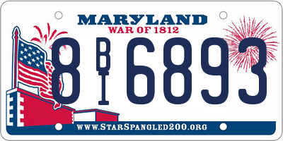 MD license plate 8BI6893