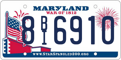 MD license plate 8BI6910