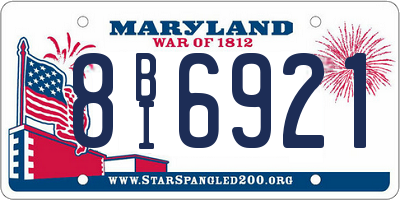 MD license plate 8BI6921