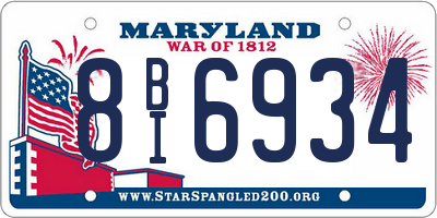 MD license plate 8BI6934