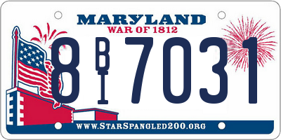 MD license plate 8BI7031